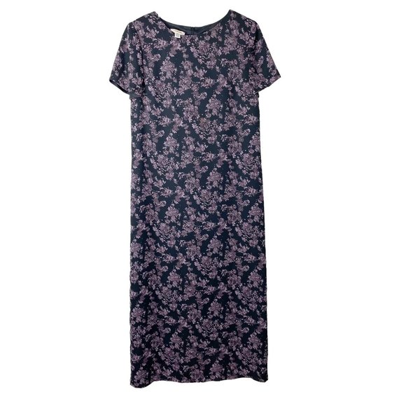 Talbots Dresses & Skirts - VTG 90s‎ Talbots Sz 10 Black & Purple Floral Maxi Dress Whimsy Goth Cottagecore